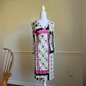 Emilio Pucci Midi Dress | Vibrant Geometric Print, Made in Italy (Size 36/US 6)